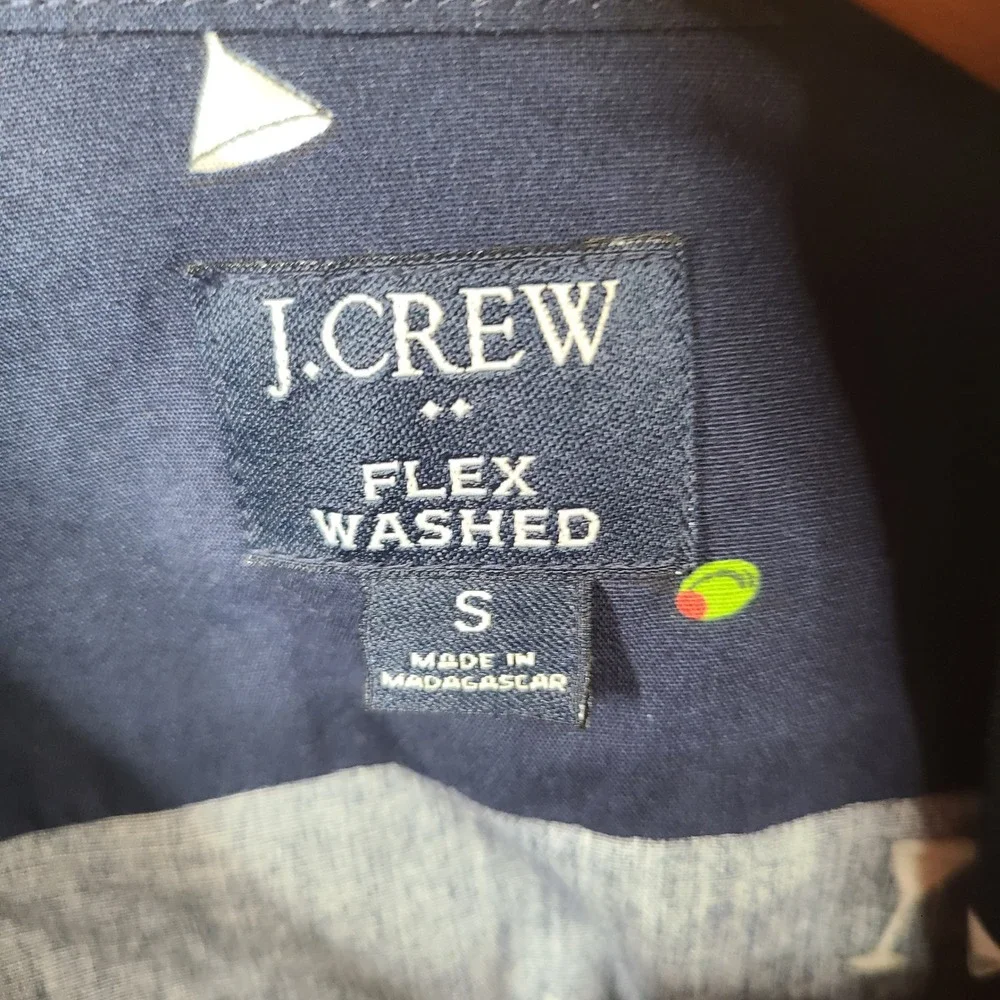 J Crew Shirt Mens Small Navy Martini Print Slim Untucked Button Down Cotton